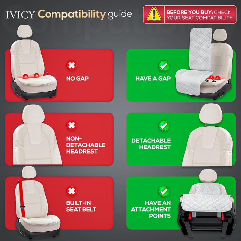 IVICY Faux Suede Front Car Seat Cover â€“ Durable, Non-Slip Seat Protector for Cars â€“ 1 Unit, Black - Image 4